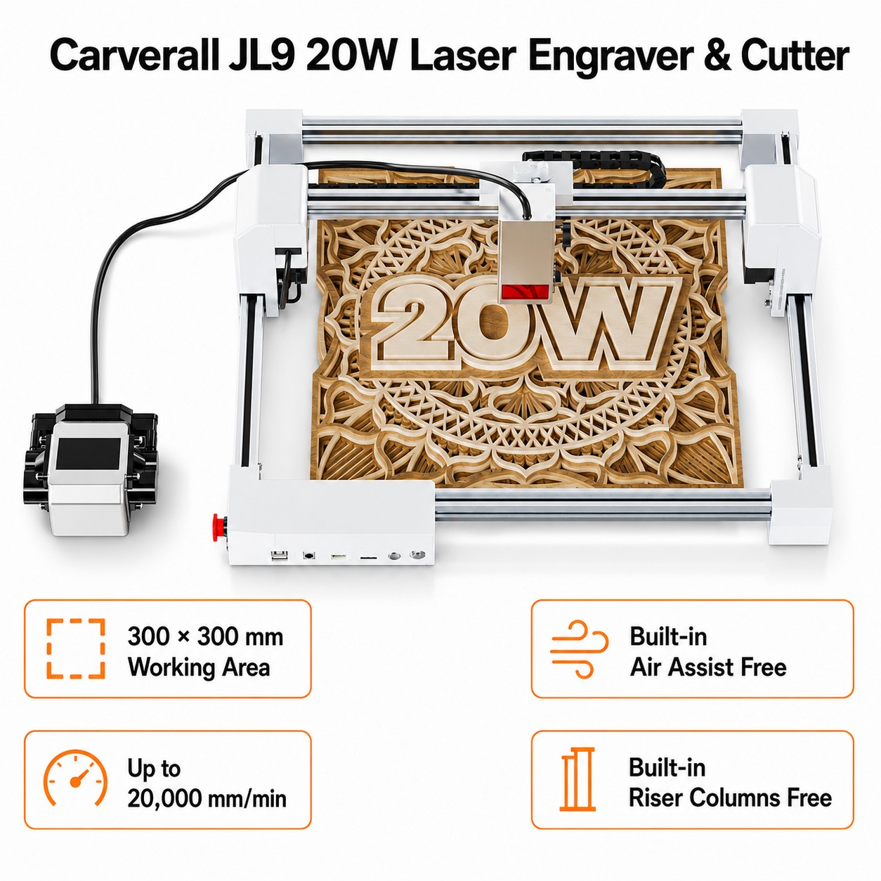 Industrial Laser Equipment - Carverall JL9 20W Laser-Gravier- und Schneidegerät,